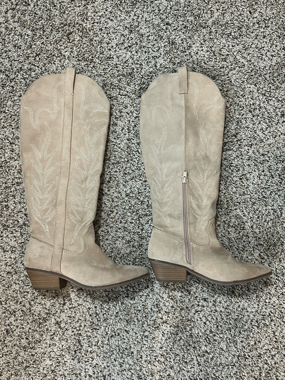 wild fable Beige Suede Over-the-Knee Western Boots
